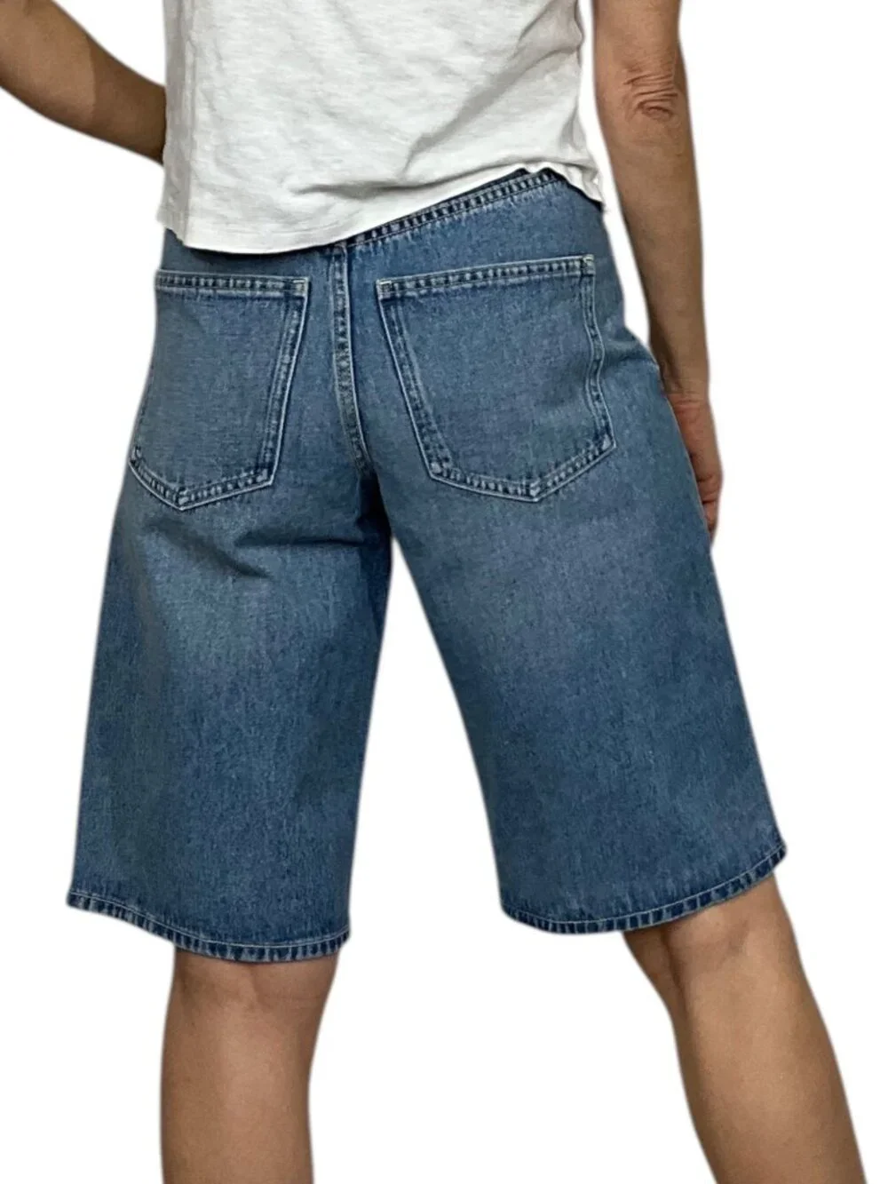 Veronica Beard Charlotte High Rise Bermuda Denim Shorts 24 Jorts Blue NEW